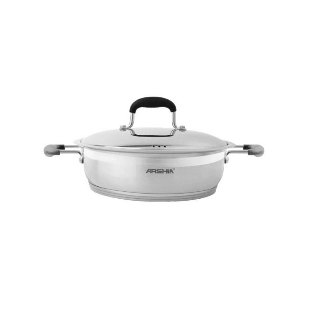 Stainless Steel Double Handle Frypan 24cm