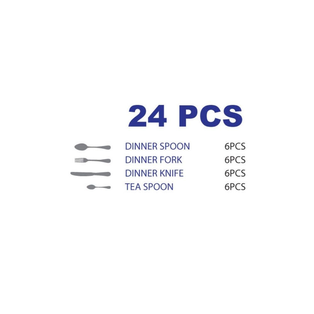 Arshia Stainless Steel Silver Brush Cutlery 24Pc Set