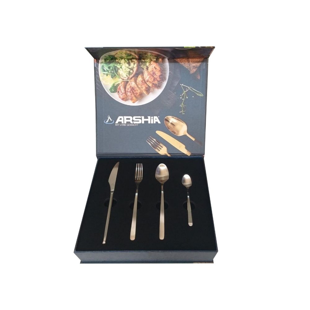 Arshia Stainless Steel Silver Brush Cutlery 24Pc Set