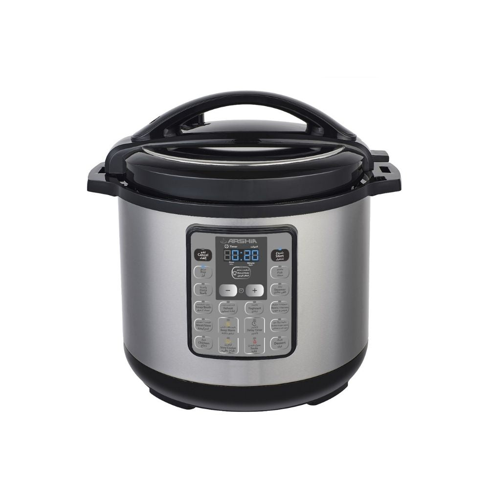 Arshia  12L Pressure Express MultiCooker,1600W, Stainless Steel/ Black,,Non Stick,