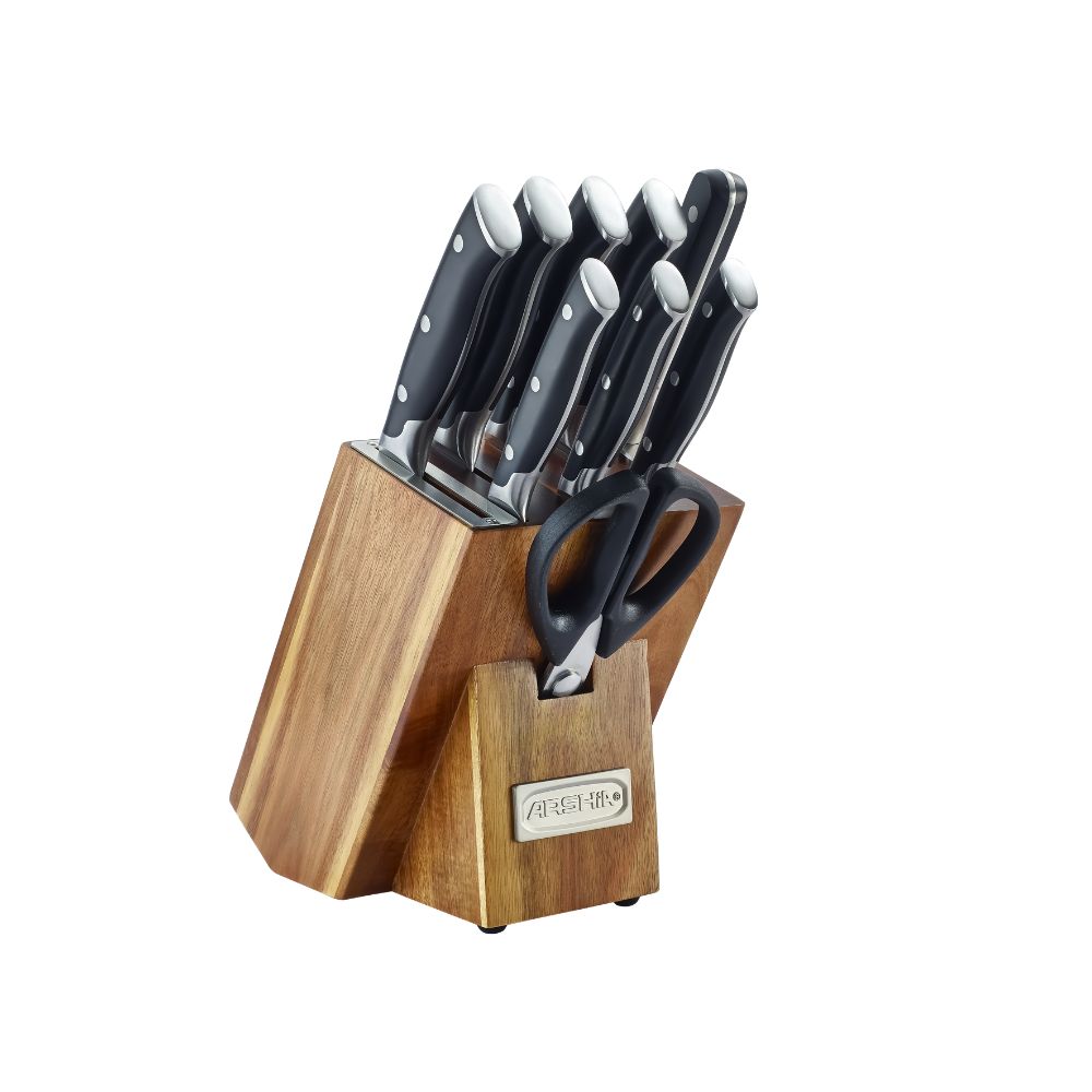 Arshia German Steel 10pcs Kitchen Knife Set Wooden Block