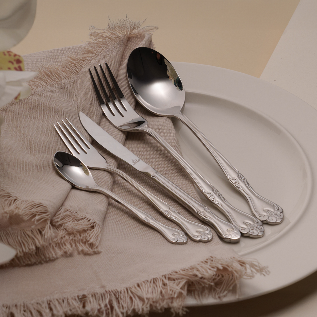 Arshia 86pcs Silver Cutlery Set with Wooden Box