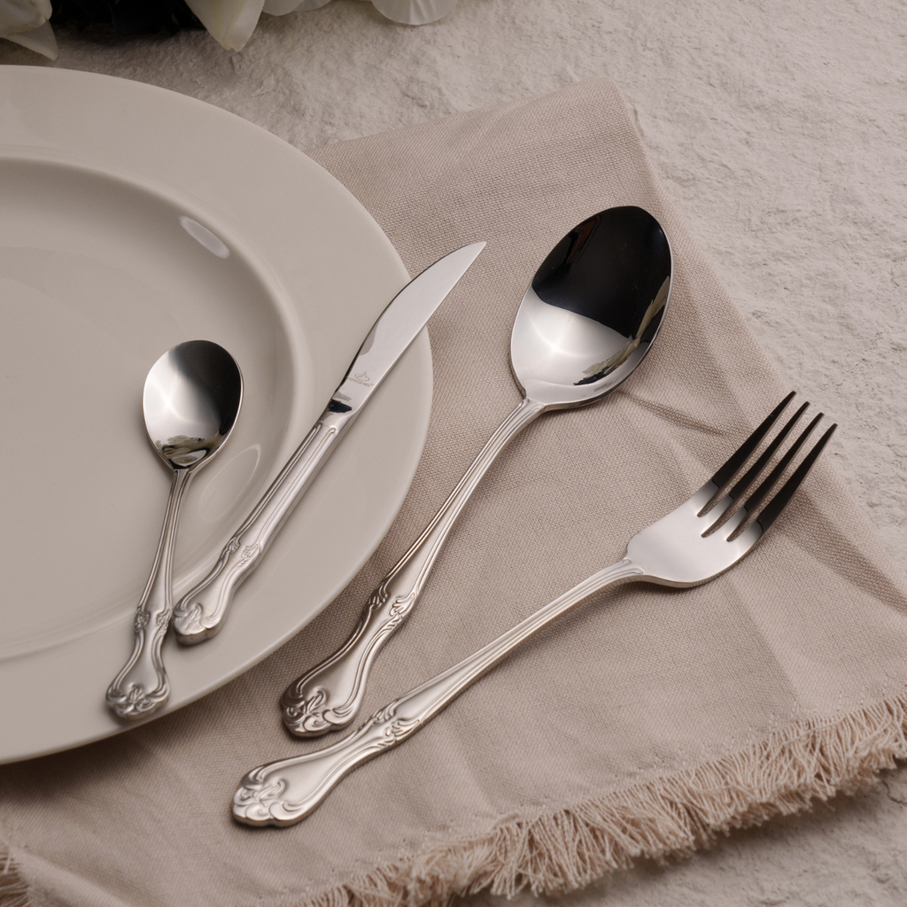 Arshia 86pcs Silver Cutlery Set with Wooden Box