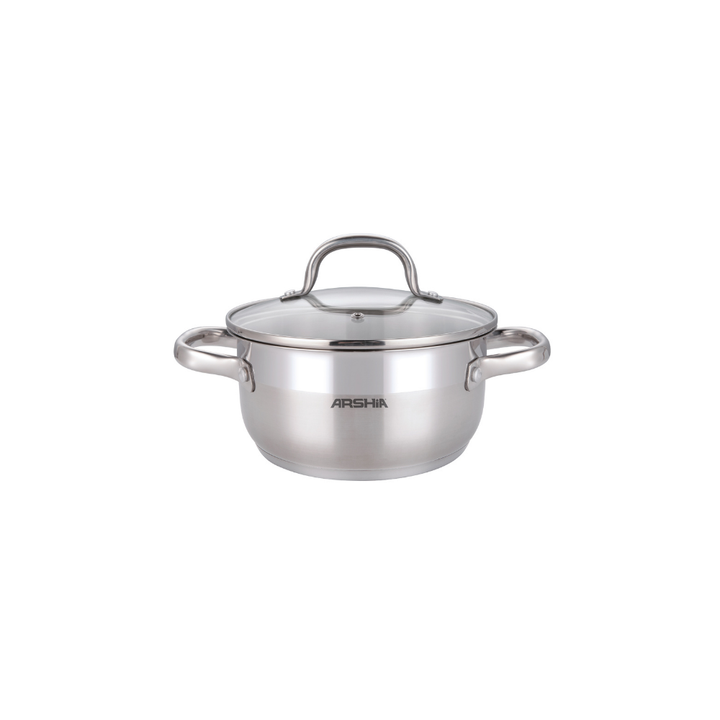 Arshia 9-Piece Stainless Steel Cookware Set with Glass Lid