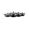 Arshia Premium Die-Casted Aluminium 8pcs Cookware Set Silicon Glass Lid Black