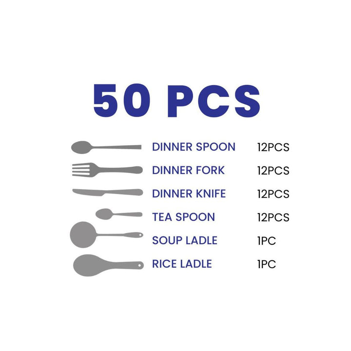 Arshia Stainless Steel Cutlery Sets 50pcs Silver