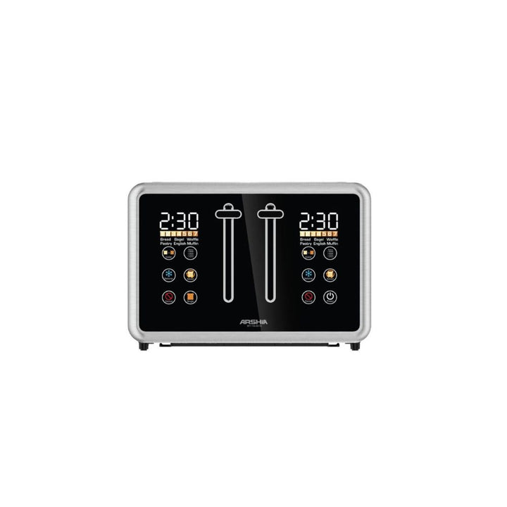 Arshia Digital Bread Toaster Black - 2 Slot, 4 Slice, Baguette Control