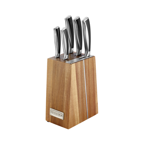 Arshia 6-Piece Stainless Steel Knife Set with Wooden Block – Professional Kitchen Knives Set, Ultra Sharp Chef Knife Set for Home & Kitchen