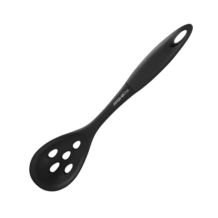 Arshia Kitchenware Utensils Silicone Silicone Utensil - Slotted Spoon (Black) Premium Quality