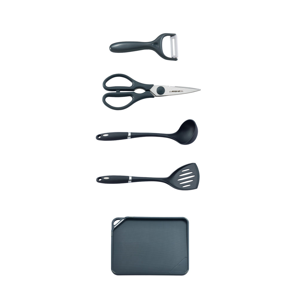 Arshia 11-piece Steel Knife Set with Cutting Board and Knife Stand