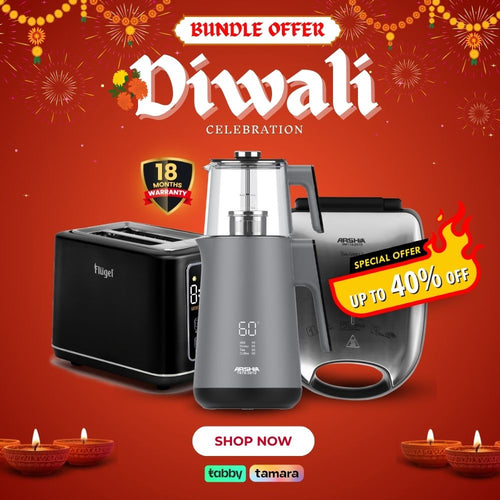 Arshia Sandwich Maker + Arshia Tea Maker + Flugel Two-Slice Toaster Bundle