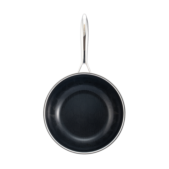 Arshia 26cm Hybrid Stainless Steel Non-Stick Wok Pan with Lid