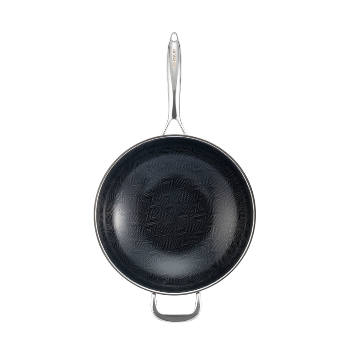 Arshia 30cm Hybrid Stainless Steel Non-Stick Wok Pan with Lid