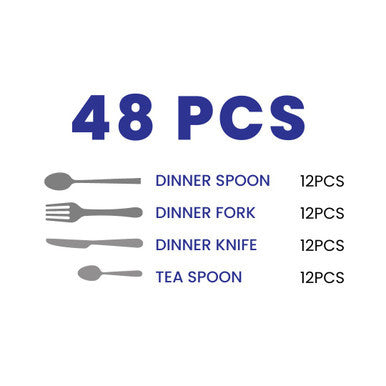 Arshia Stainless Steel Cutlery Set 48pcs Gold