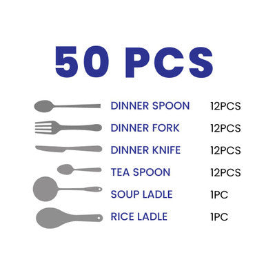 Arshia Stainless Steel Cutlery Sets 50pcs Gold TM1401G
