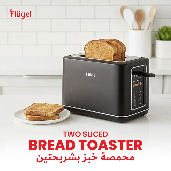 Flügel Two-Slice Toaster – Adjustable Browning, 800W, Sleek Design, Easy Cleaning