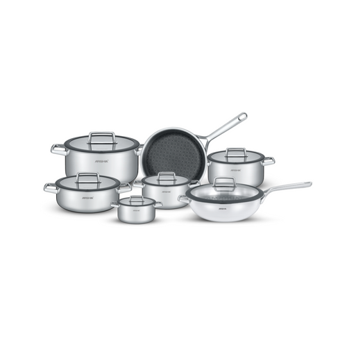 Arshia 3-Ply Stainless Steel Non-Stick Cookware Set 13pcs