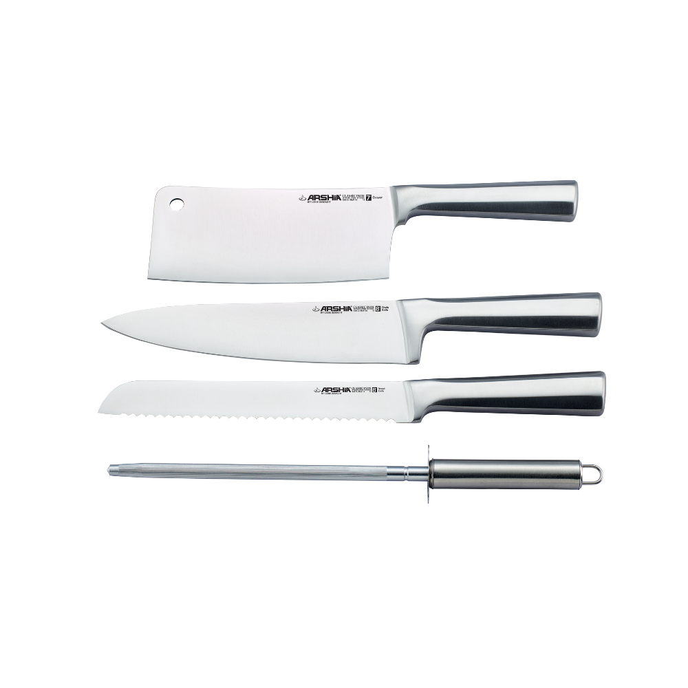 Arshia 10-Piece Stainless Steel Knife Set with Wooden Block