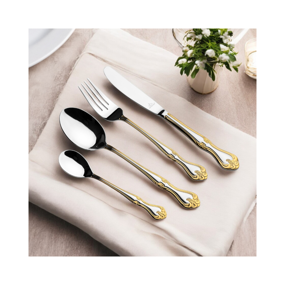 Arshia Stainless Steel cutlery Set 95pcs Silver & Gold