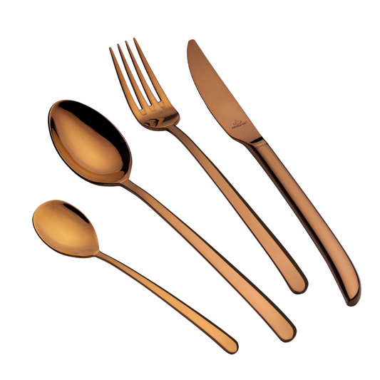 Arshia 86-Piece Rose Gold Cutlery Set – 18/10 Stainless Steel, Elegant Tableware for 12 Guests