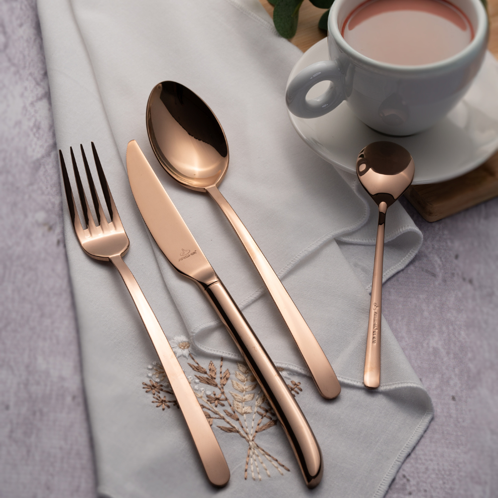 Arshia Stainless Steel Cutlery Set 86pc Rose Gold