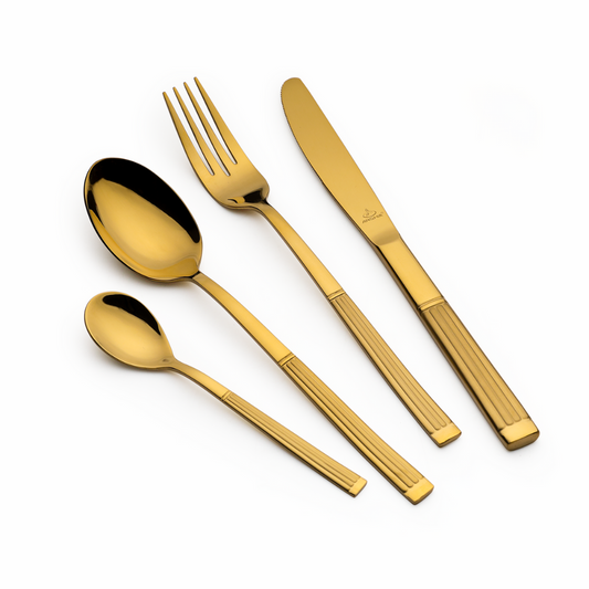 Arshia 86-Piece Gold Cutlery Set – Premium 18/10 Stainless Steel, Elegant Golden Finish, Full Service for 12