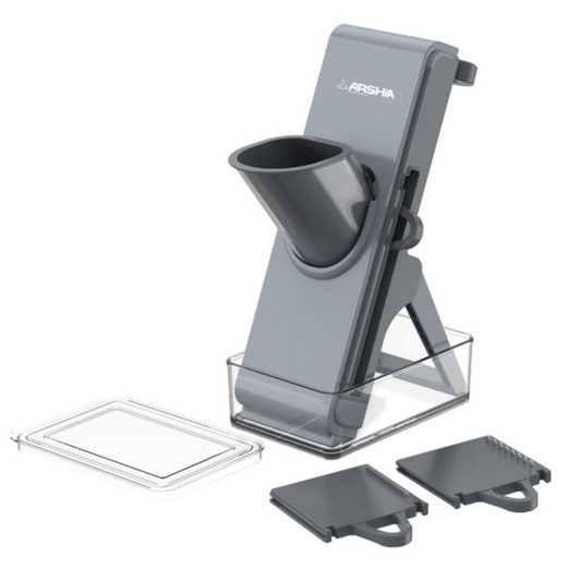 ARSHIA 4‑in‑1 Foldable Vegetable Slicer & Grater with Safety Guard & Storage Container
