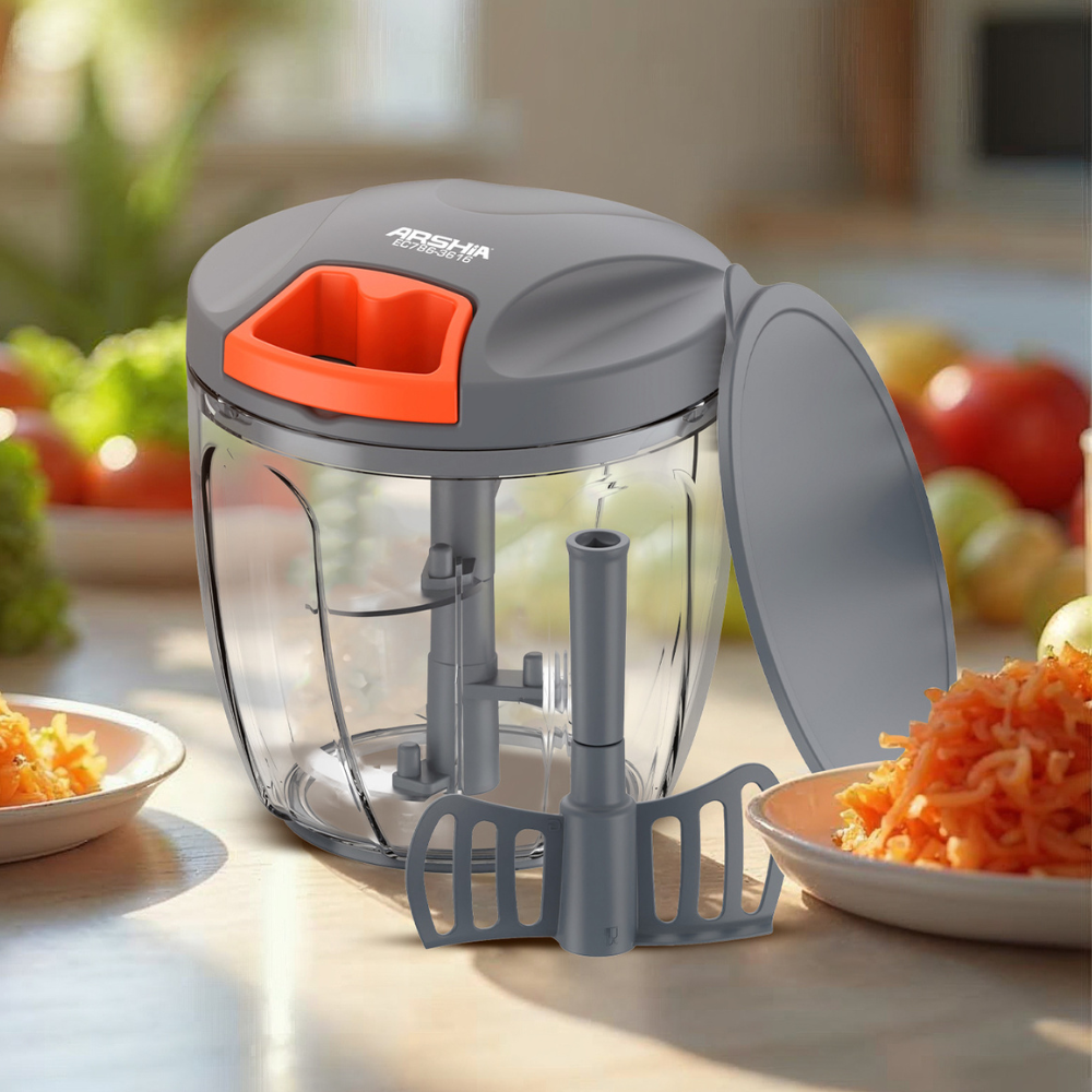 ARSHIA Manual Chopper – 900ml Capacity with Stainless Steel Blades & Mixing Paddle