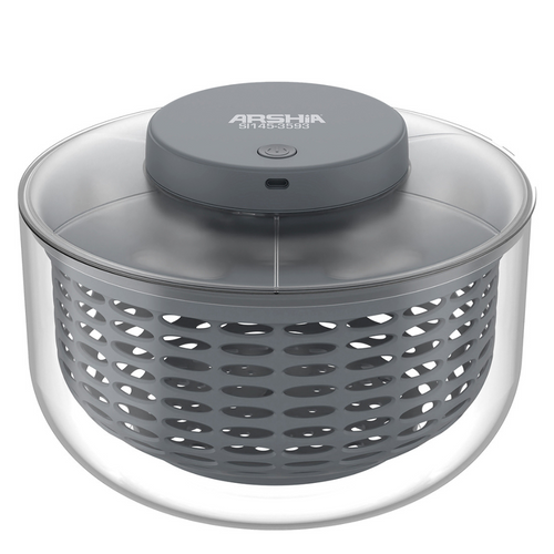 ARSHIA Rechargeable Salad Spinner – 6L Cordless Vegetable Dryer with One-Click Operation