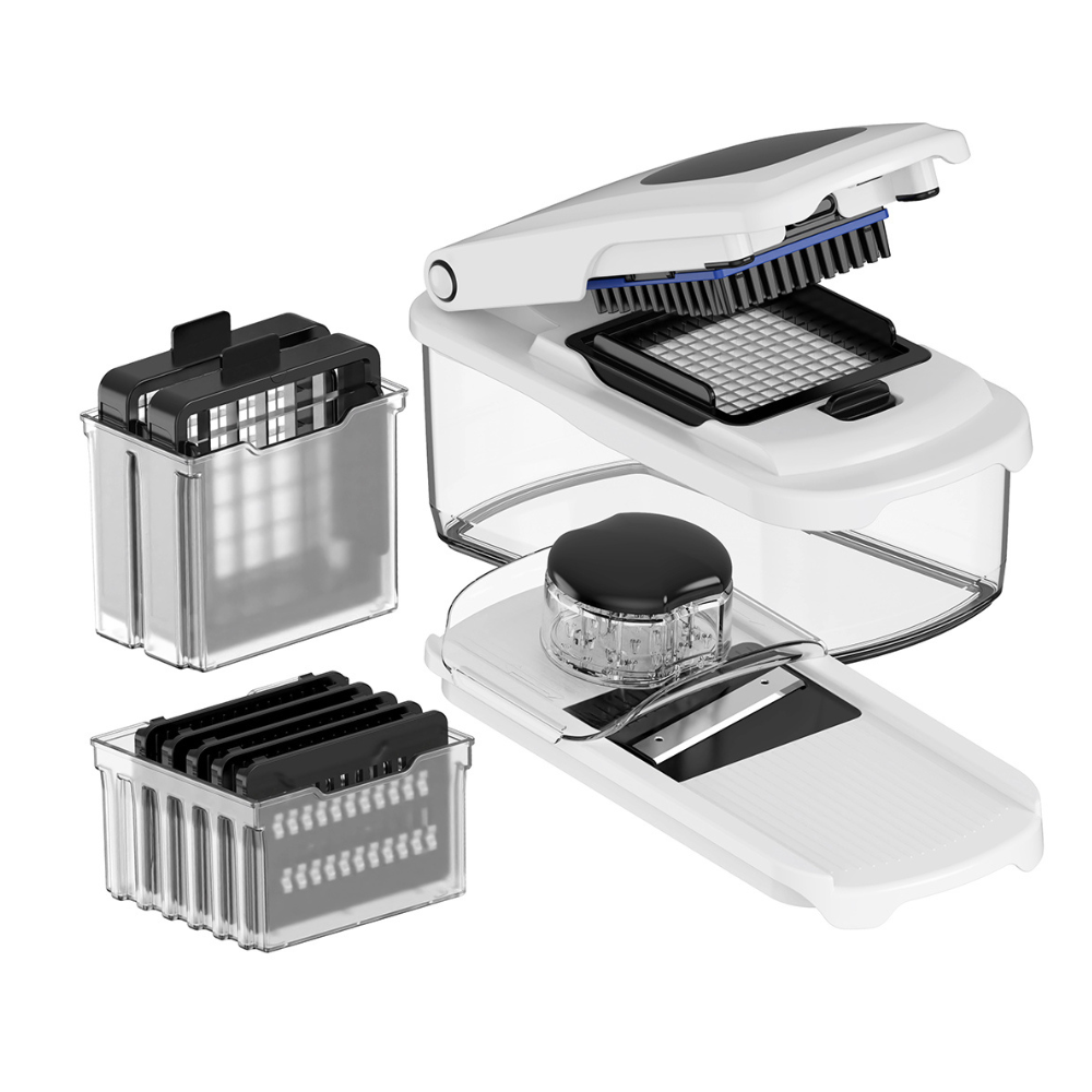 ARSHIA 8‑in‑1 Vegetable Slicer – Multi-Blade Chopper with 1.8L Container & Safety Features