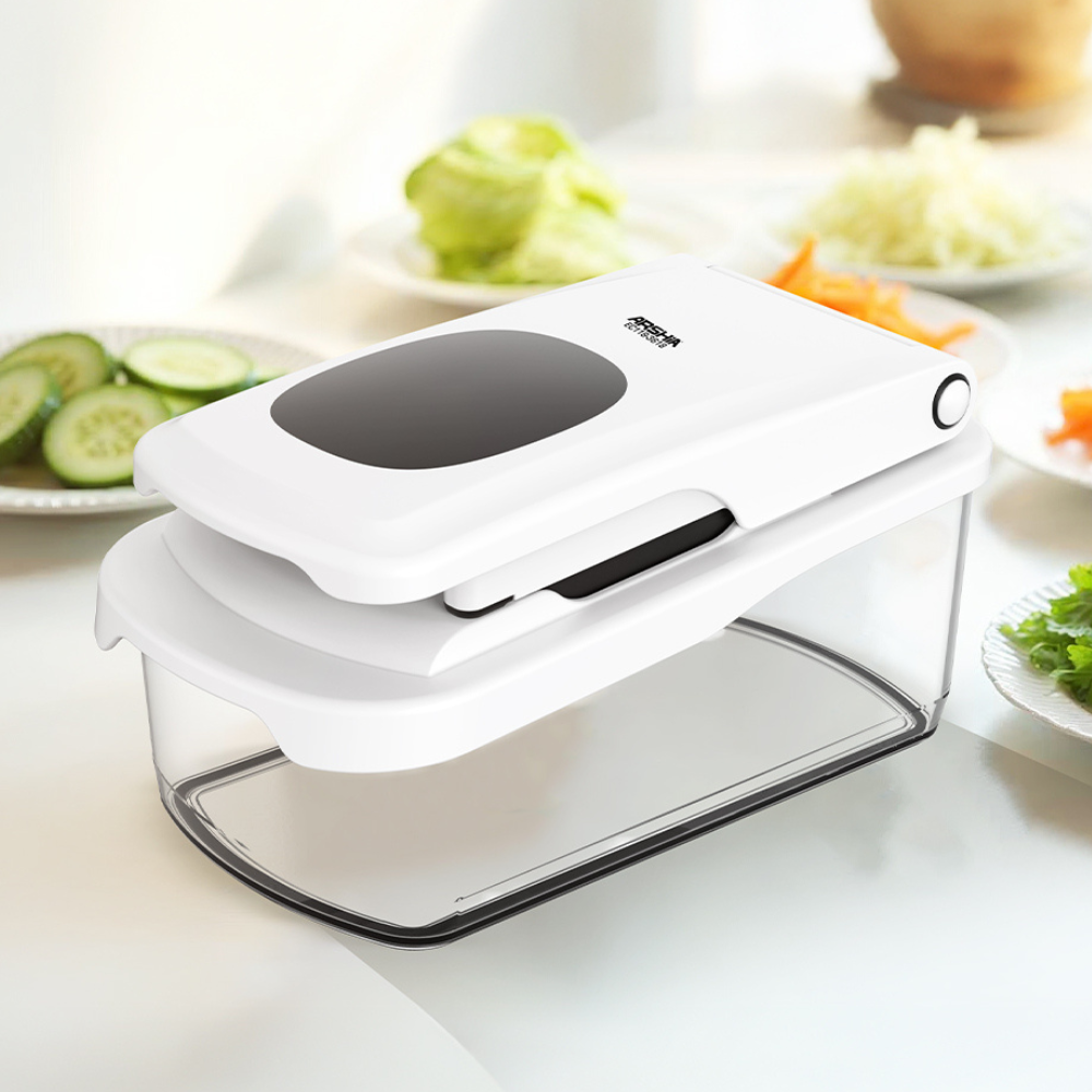 ARSHIA 8‑in‑1 Vegetable Slicer – Multi-Blade Chopper with 1.8L Container & Safety Features