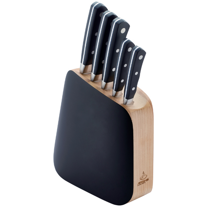 Arshia Kitchenware Knives Knife Sets 6-piece Knife Set with Wooden Stand Stainless Steel Blades