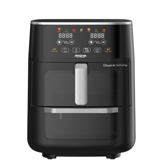 Arshia Dual X Cyclone Air Fryer – 11L Extra Capacity, 1850W Power, Sync Finish Function, Visible Window