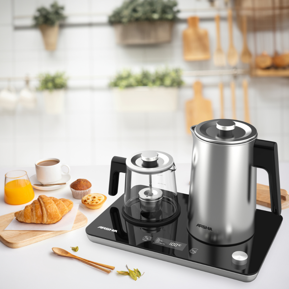 ARSHIA 2-in-1 Tea Maker & Kettle T050 – 1.7 L Kettle, 1 L Tea Pot, 800 W, Auto Shut-Off