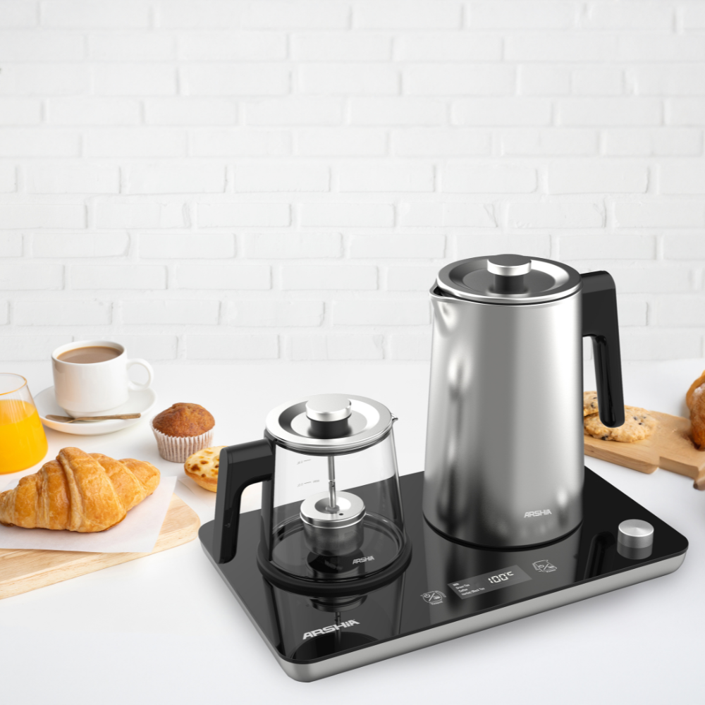 ARSHIA 2-in-1 Tea Maker & Kettle T050 – 1.7 L Kettle, 1 L Tea Pot, 800 W, Auto Shut-Off