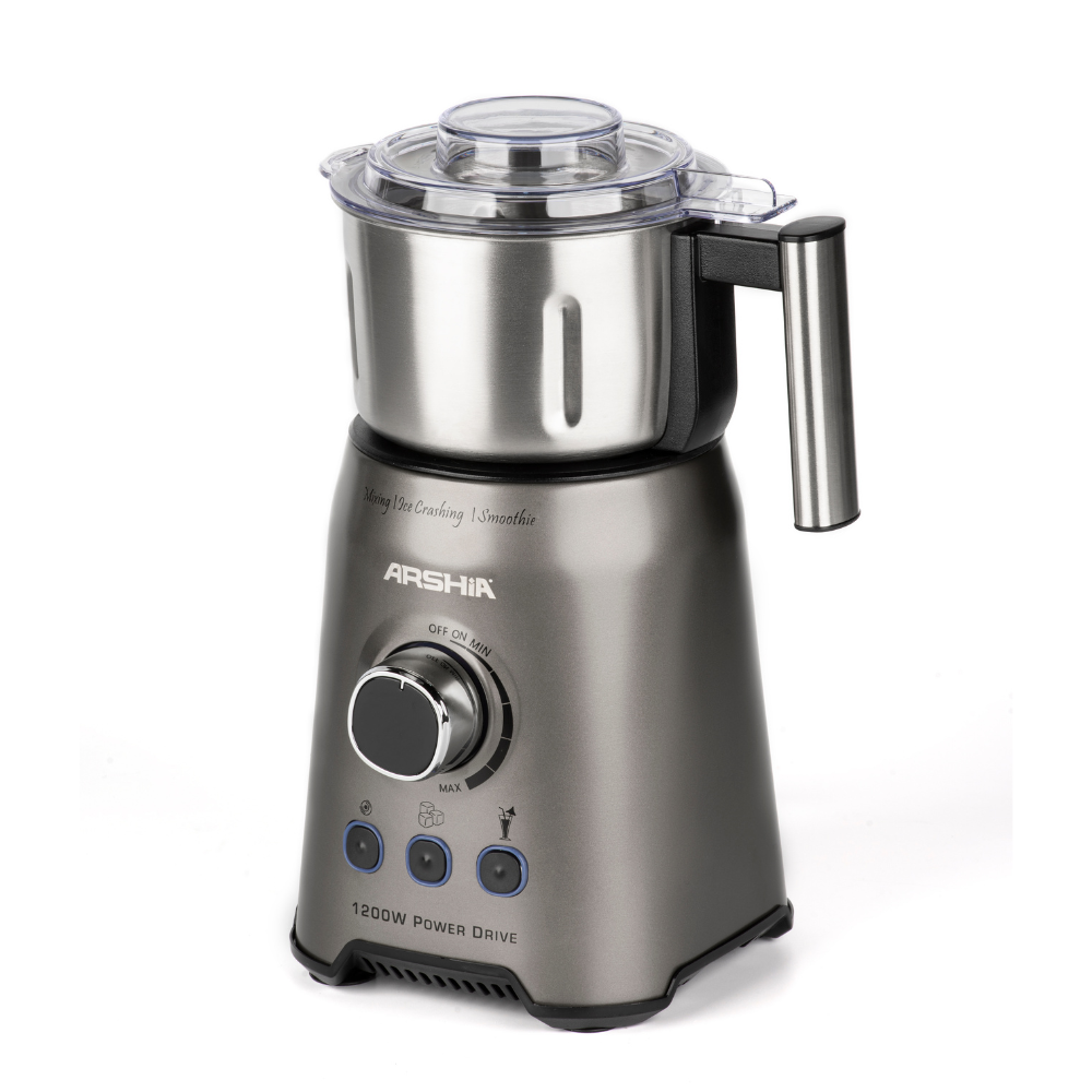 Arshia Table Blender with Grinder – 1200W Full Copper Motor, Glass Jar + Stainless Grinder Bowl