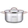 Arshia 32cm Stainless Steel Casserole with Dual Lids – Mirror Finish & Aluminum Base