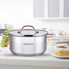 Arshia 32cm Stainless Steel Casserole with Dual Lids – Mirror Finish & Aluminum Base