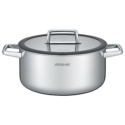 Arshia 18cm Tri-Ply Stainless Steel Casserole – 2.2L Capacity, Nonstick Interior, Induction Compatible