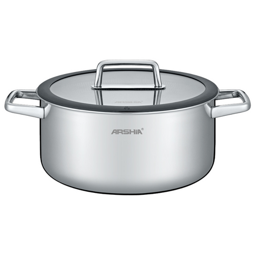 Arshia 18cm Tri-Ply Stainless Steel Casserole – 2.2L Capacity, Nonstick Interior, Induction Compatible