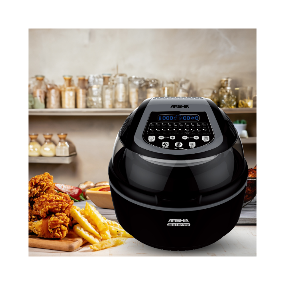 Arshia Multipurpose 20 in 1 Air Fryer with Digital Display Functions 10 Litre Black