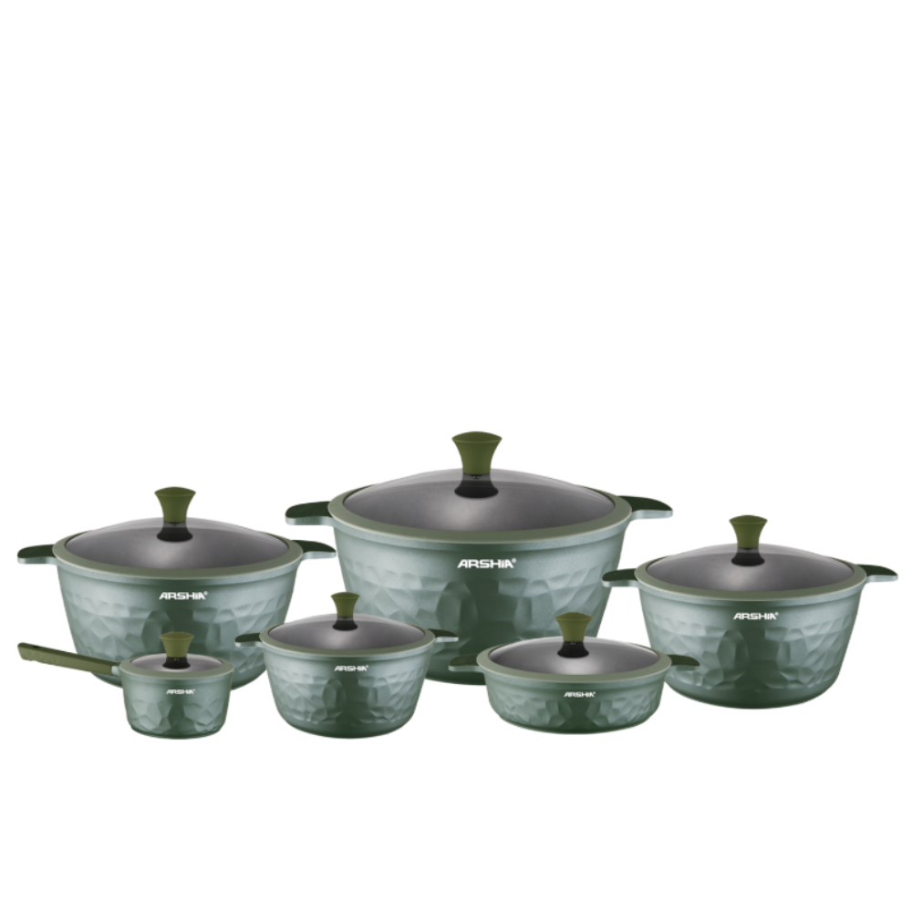 Arshia Die-Casted Aluminium Green Diamond Cookware  12pcs CO110-2971