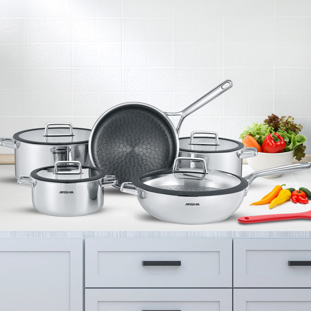 Arshia Stainless Steel Cookware set 10pcs Nonstick SS050-2990