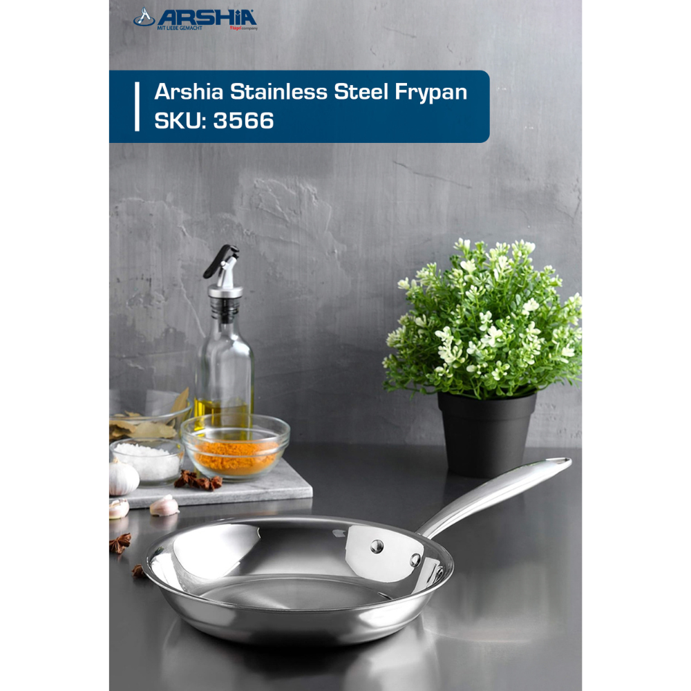 Arshia 26cm Tri-Ply Stainless Steel Fry Pan