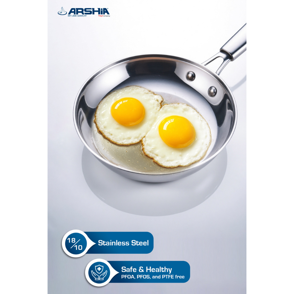Arshia 26cm Tri-Ply Stainless Steel Fry Pan