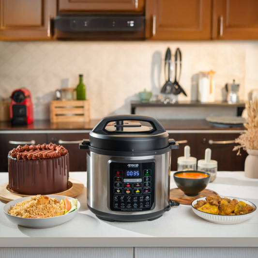 Arshia Digital Pressure Express Cooker 6L – Multi-Function Smart Cooking with Safety Lock & Non-Stick Bowl
