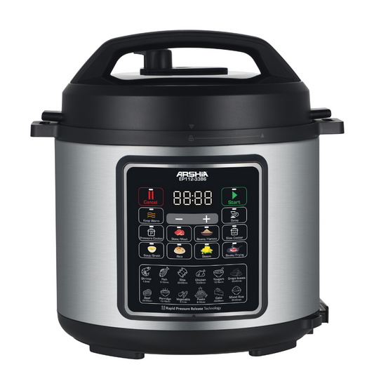 Arshia Digital Pressure Express Cooker 6L – Multi-Function Smart Cooking with Safety Lock & Non-Stick Bowl