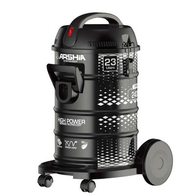 Arshia 2400W Drum Vacuum Cleaner – 23L Capacity, Turbo Brush, Copper Motor, for Home & Commercial Use