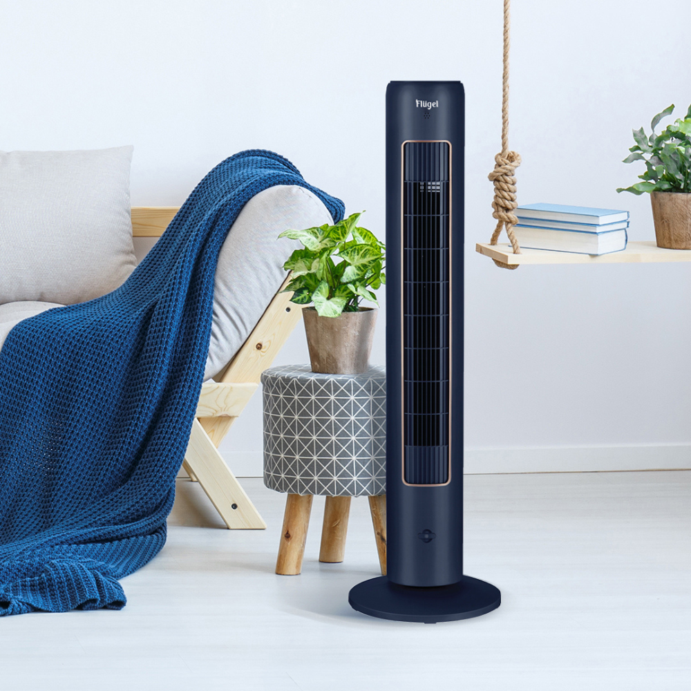 Flügel Smart Tower Fan with Oscillation, 3 Wind Modes, Timer & Scent Diffuser