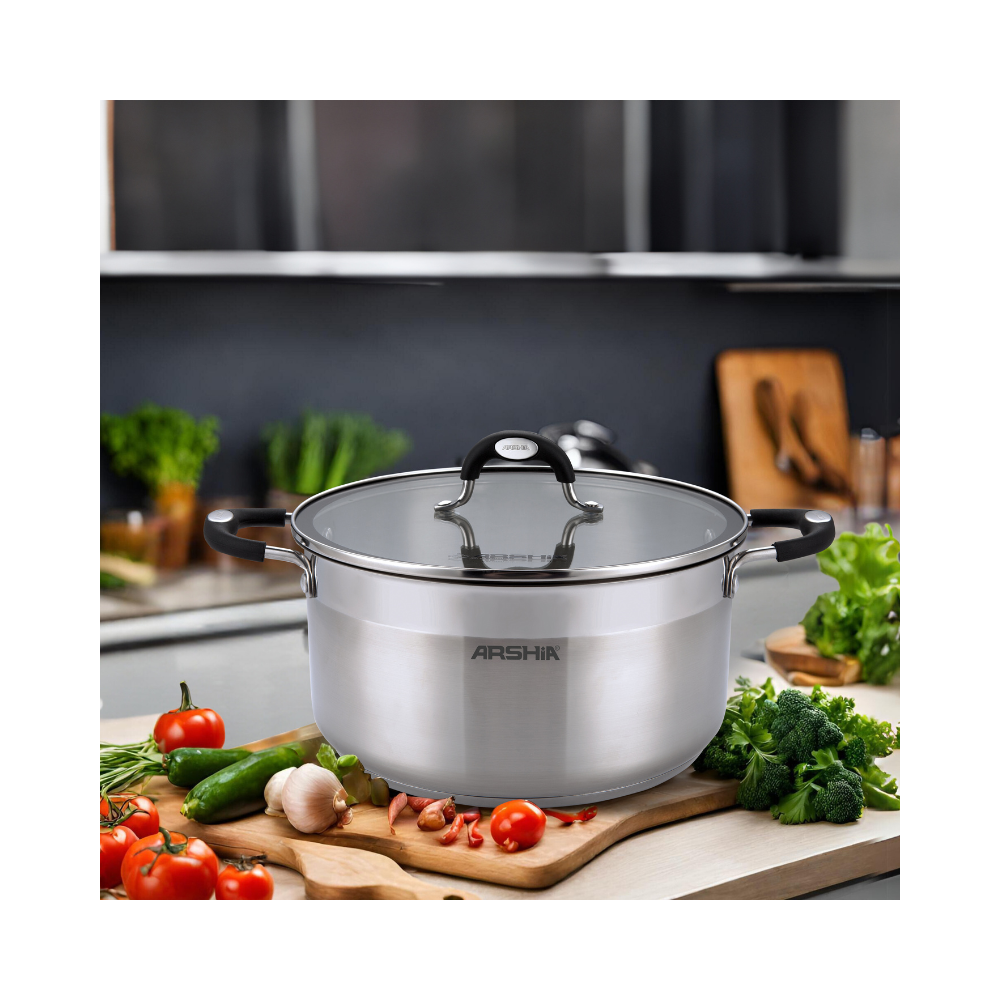 Arshia Stainless Steel Casserole with 2 lids 28cm